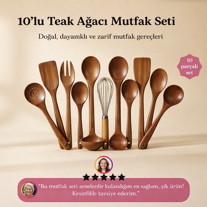 10'lu Teak Ağaç Mutfak Seti