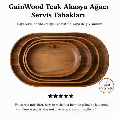 Teak Akasya Ağacı Servis Tabakları