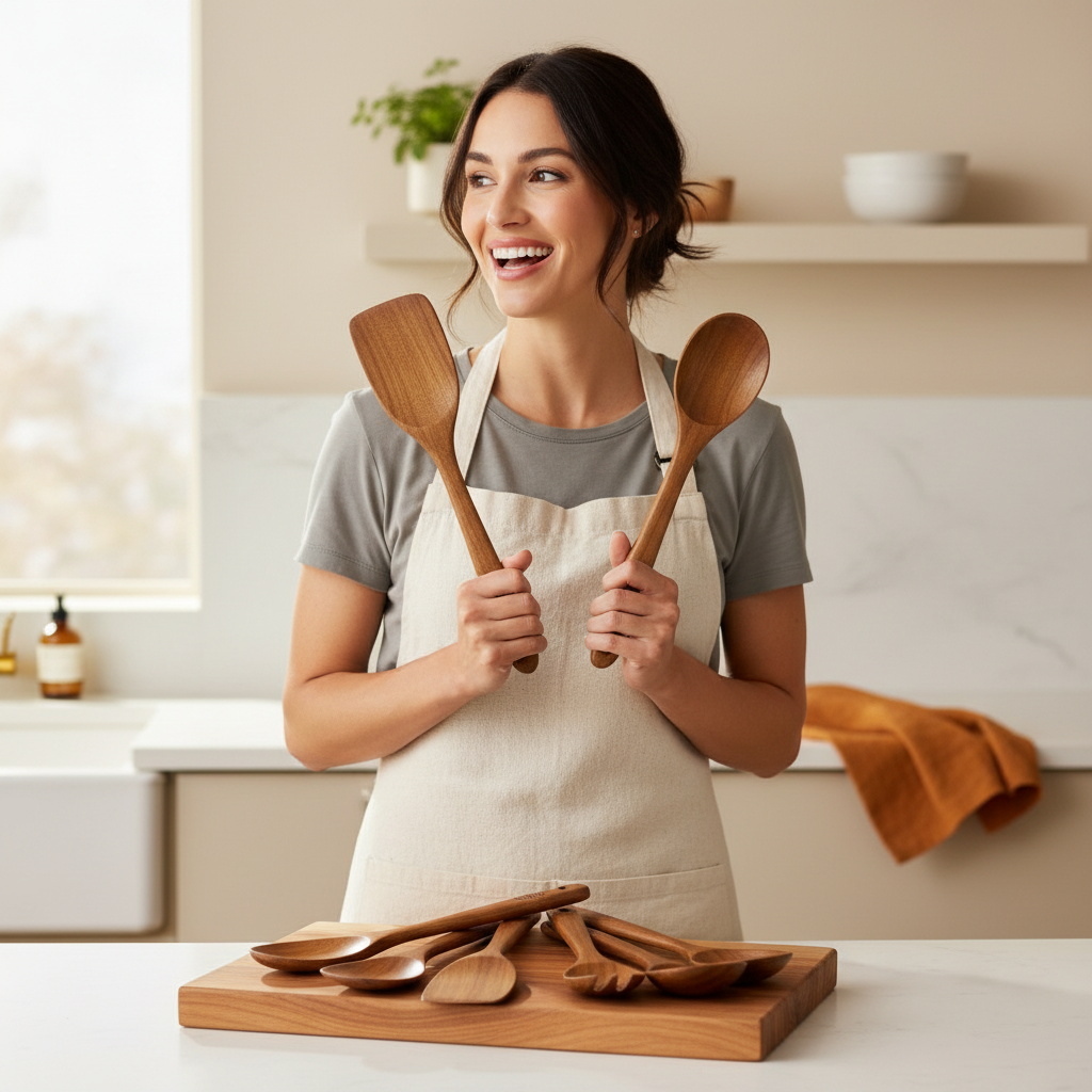 10'lu Teak Ağaç Mutfak Seti